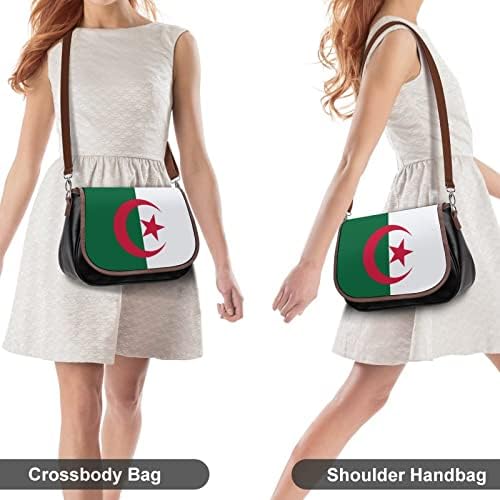 דגל של אלג'יריה עור בינונית כתף אופנה אופנה מזדמנים שקיות עם רצועה