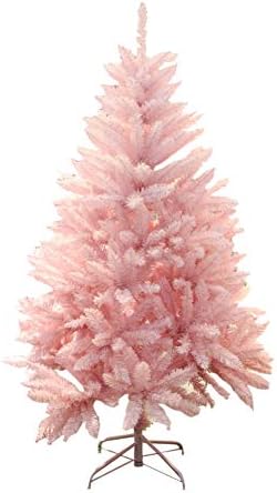 עץ חג המולד של ZPEE ורוד, חומר מלאכותי PVC עץ אורן עם מתכת עמדת מתכת עץ חג המולד עץ עץ חשוף קל