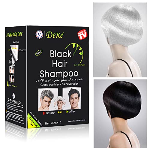 10 יחידות שחור שיער לצבוע שמפו לגברים נשים, מיידי שיער לצבוע טבעי שיער טבעי מרכיבים פשוט לשימוש