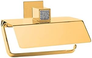 דלג על קיר יהלום מחזיק נייר טואלט רכוב עם מכסה סברובסקי גימור קריסטל: זהב