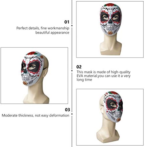 Kesyoo Decor Meen Men Deak Deak Mask Mask Mask Dia de Los Muertos Mexican Classic Day of the Dead Mask Fescip