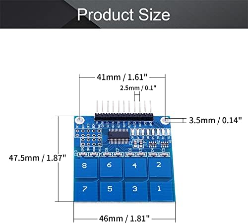 פילקט 8-מפתח קיבולי מגע מגע מודול כרית מגע TTP226 עבור Arduino, החלפת כפתור המגע המסורתי