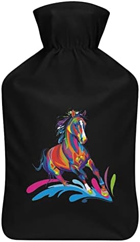 סוס צבעוני פופ ארט קטיפה זריקת מים גומי שקית מים חמים בקבוק מים חמים ניידים