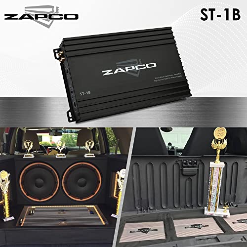 מגבר Zapco Mono Class AB - נהדר לרמקולי רכב ותת -וופרס - שפר את מערכת השמע המלאה, איכות הצליל ובס - שחור