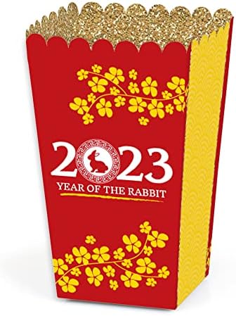 נקודה גדולה של אושר שנה חדשה סינית - 2023 שנה של הארנב לטובת תיבות פופקורן פופקורן - סט של 12