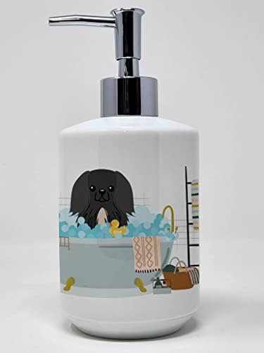 אוצרות קרוליין WDK5804SOAP פקינז שחור במתקן סבון קרמיקה אמבטיה, מתקן סבון יד בקבוקי משאבה למטבח אמבטיה,