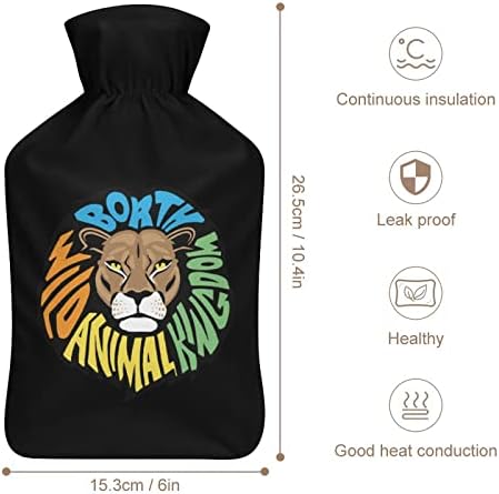 אריה חיות בר ממלכת מים חמים בקבוק עם כיסוי רך שקית מים חמים לרגליים ידניות כתף צוואר חמה יותר