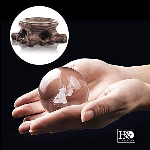 HDCRYSTALGIFTS כדור גביש תלת מימדי עם מעמד, כדור זכוכית פנגשוי קישוט
