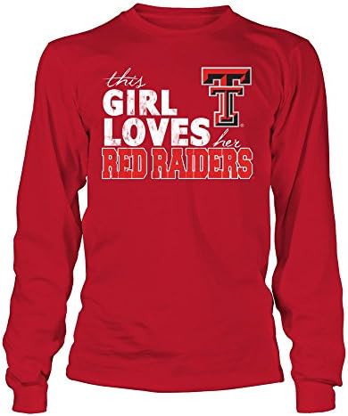 טביעת Fanprint Texas Tech Red Raiders Hoodie - Texas Tech הרשמי - הבחורה הזו אוהבת את Raiders האדומים