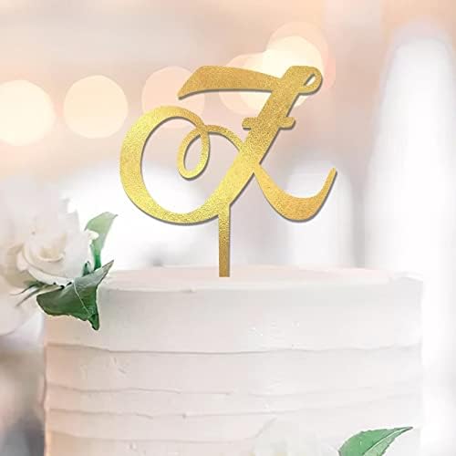 גליטר זהב ראשוני עוגת טופר מונוגרמה למסיבת אירוס