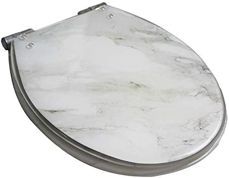מושב אסלה של LiRuxUN לבן שיש, מכסה שירותים סופר-עמיד-סופר איטי ושקט עמיד ללבוש