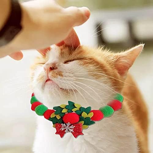 נערת צווארון חתול חיית מחמד צבעוני חג המולד חתול כלב צווארון כדור צווארון מתכווננת חיות מחמד אביזרי חג מולד צווארון