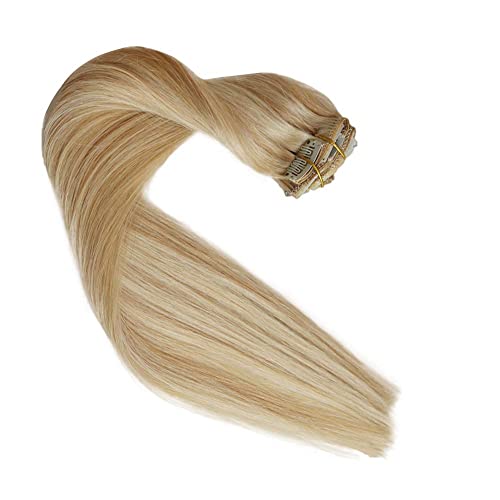 רמי קליפ בתוספות שיער תוספות שיער טבעי אמיתי רך 12 אינץ שיער טבעי טבעי בז ' בלונד עם אקונומיקה בלונד