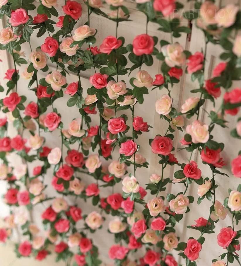 פרח מזל 8 יחידות 66ft פרח מזויף גפני ורדים פרחים פרחים פרחים תלייה תפאורה מלאכותית לתפאורה בחדר