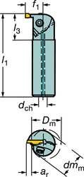 Sandvik Coromant Lag123E035-20B Corocut פלדה 1-2 מוט משעמם למחזיק חריץ, 1.250 קוטר שוק, 0.47 עומק