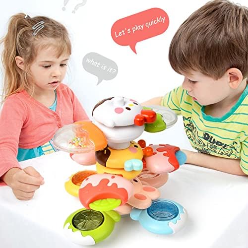 3 יחידים ספינר Spinner צעצועים לילדת בוי, חלון מסתובב צעצוע חושי עם גביע היניקה, צעצועי אמבטיה לתינוק
