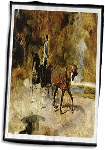 תצלום 3 של ציור מאת Lautrec של סוס n באגי n רוכב. Jpg - מגבות