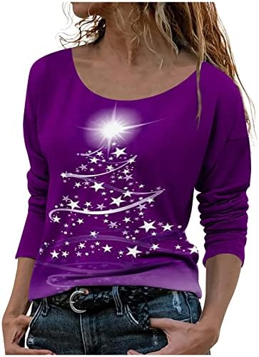באנייה בגדי חורף לנשים צוואר צוואר חג מולד שמח טש חולצות דחיפה סוודרים ארוכים לחג המולד לנשים
