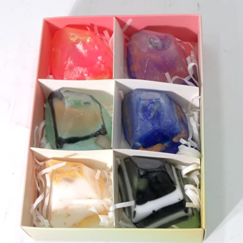 ים & מגבר;סט סבון קריסטל, 6 יח ' של סלעי סבון עם מרכיבים וקריסטלים טבעיים. לחות, מתנות מושלמות לכל אירוע.