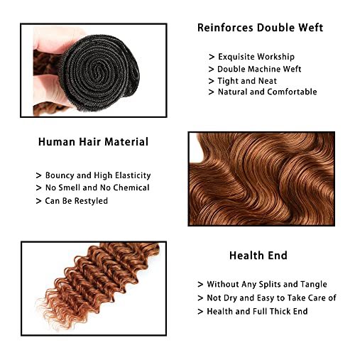 שיער טבעי חבילות אומברה חום צבעוני עמוק גל חבילות 3 חבילות עם 4 * 4 סגירה מעורב אורך הארכת עבור