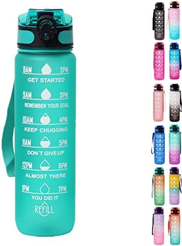 שיפוע Hotlion 32 גרם בקבוקי מים ספורטיביים בקבוק מים מוטיבציוני עם סמן זמן ומסננת פרי 1L BPA אטום