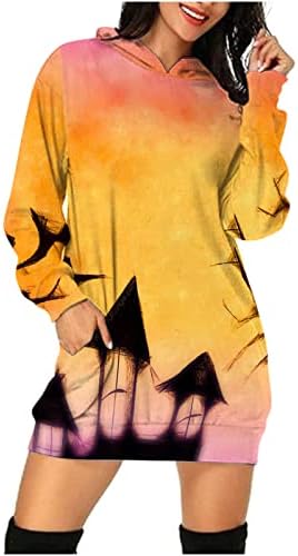 סינזלימין נשים של נים שמלות ליל כל הקדושים מודפס בסוודרים טוניקה למעלה ארוך שרוול רופף מזדמן כיס סווטשירט