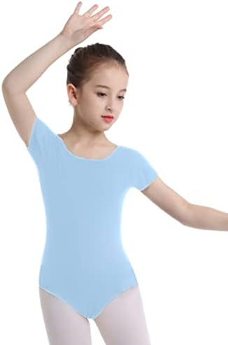 IINIIM ילדים בנות שרוולים קצרים לריקוד בלט כושר בלט בגד גוף גוף גוף גוף בגדי ספורט בגדי ספורט