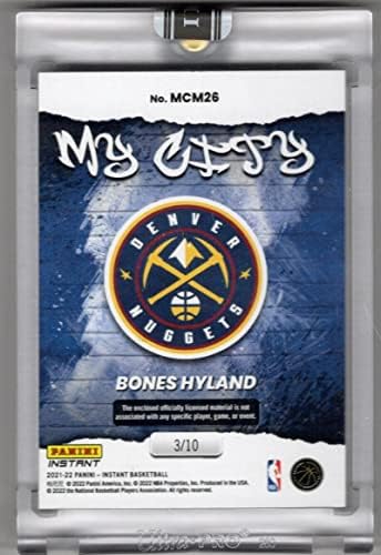 Bones Hyland RC ג'רזי משחק 2021-22 Panini Instant 3/10 My City Memoramentia MCM26 RELIC RELIC