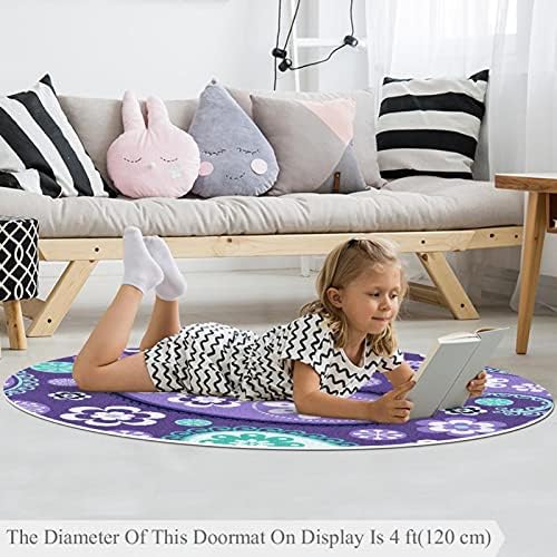 Llnsupply בגודל גדול 4 רגל ילדים עגול לילדים שטיח שטיח פייזלי משתלת כרית שטיחים ללא החלקה לילדים