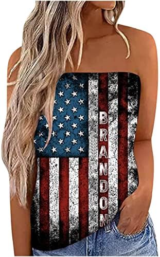 צינורות נשים חולצות דגל אמריקאי מודפסות חולצות ללא שרוולים 4 ביולי גופיות לנשים טנקים סקסיים של שולי