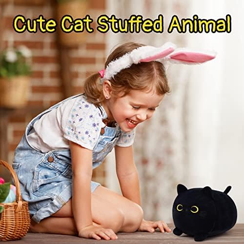 חתול שחור קטיפה חתול שחור ממולא בעלי חיים בפלאש צעצוע, קוואי שחור חתול כרית קטיפה חתול קטיפה ממולא