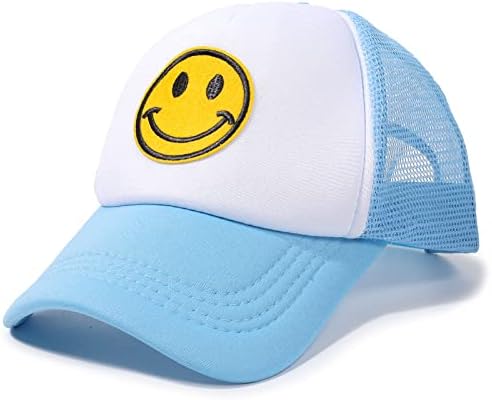 סמיילי פנים נהג משאית כובע נשים הצמד גב כובעי לגברים מתכוונן צהוב גליטר רשת בייסבול כובע