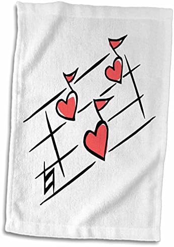 3drose Susans Crew Crew Valentine יום אהבה עיצובים - פינק לבבות תווי מוסיקה - מגבות