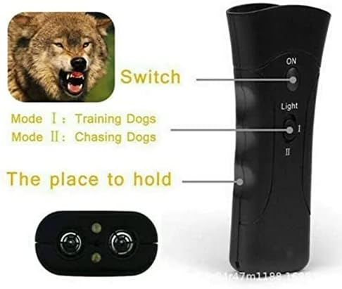 מכשיר בקרת נביחות כלבים, מכשיר הרתעה של כלבים נובח אולטרה סאונד ראש כפול פנס פנס פנס לחוץ חיצוני