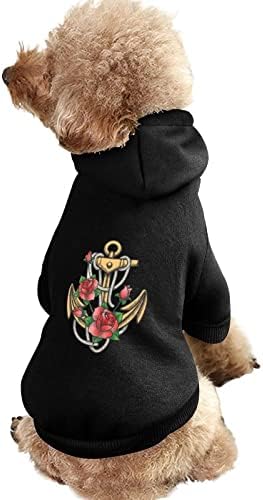עוגן עם פרחי ורדים בגדי כלב קפוצ'ונים חיל מחמד חורפים סווטשירטים של כלבים חמים לכלבים בינוניים קטנים