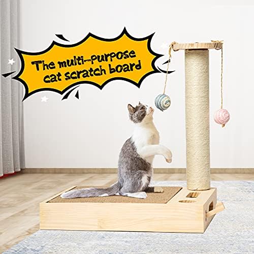עץ חתול גרדן ארוגה סיסל שטיח חתול גרוד משתלשל כדור אוגר קטן צעצוע, יומן צבע