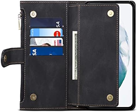 מארז כיסוי טלפון מארז תואם ל- Samsung Galaxy S23 Plus, מארז רוכסן עם מחזיק כרטיס חסימת RFID ארנק רוכסן מגנטי