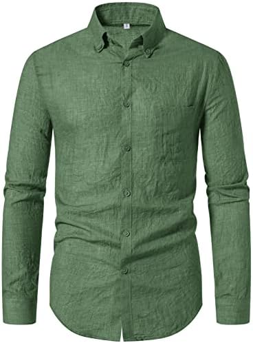 חולצות פשתן כותנה של אושואנג לגברים אולטרה דקיקים עם שרוולים ארוכים עם שרוולים ארוכים בצבע טרופי חולצות