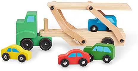 מליסה & מגבר; משאית נושאת מכונית דאג ומכוניות צעצוע מעץ להגדיר עם 1 משאית 4 מכוניות-מכוניות עץ,