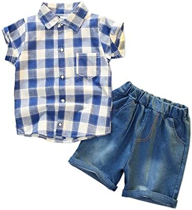 פט פעוט ילד תלבושות פעוט תינוק ילד קצר שרוול כפתור למטה חולצה ומכנסיים קצרים סט