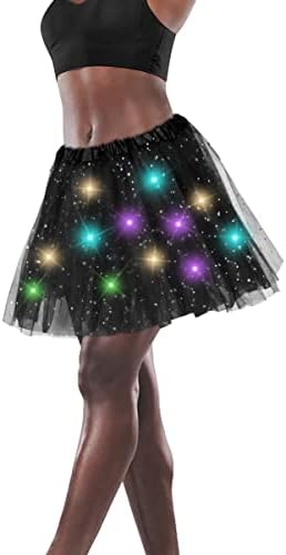 חצאית טוטו LED לנשים מדליקה טוטוס טוטוס טול טוטו חצאיות נוצצות תלבושת טוטו נוצצת לנשים ולבנות