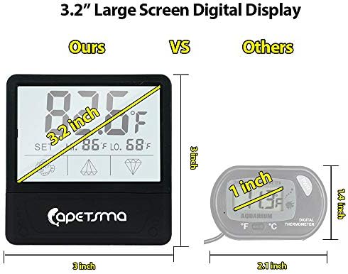 מדחום אקווריום, C/F מתג LCD מדחום מיכל דגים דיגיטלי עם מסך צלול גדול, עקוב אחר טמפרטורת חממה
