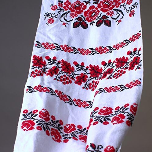 ראשניצ ' וק 190 על 35 סמ מגבת רקומה ביד אוקראינית אדום שחור סלאבית עיצוב חתונה