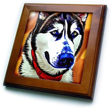 3רוז ראוי להערצה האסקי סיבירי כלב דיוקן על צהוב דיגיטלי אמנות מתנה-ממוסגר אריחי