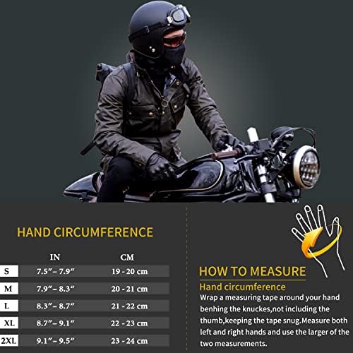 עור אופנוע כפפות לגברים, לנשימה רכיבה נהיגה אופנוען אופנוע כפפת מסך מגע מגן קשה מפרק, מחורר