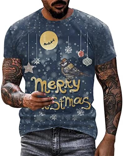 חולצות טריקו לגברים של ZDDO חג המולד סנטה קלאוס פתית שלג הדפסה חייל שרוול קצר צמרות חג המולד