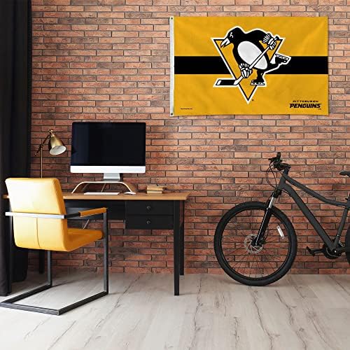 פינגווינים של NHL פיטסבורג מפוספס 3 'x 5' דגל באנר - צדדי יחיד - מקורה או חיצוני - עיצוב ביתי מיוצר על ידי