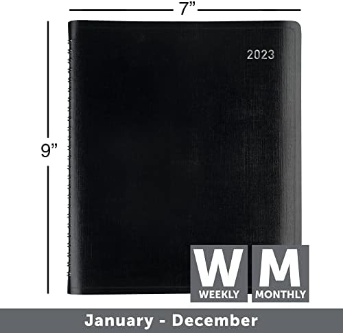 Office Depot® מותג שבועי/מתכנן חודשי, 7 x 9, שחור, ינואר עד דצמבר 2023, OD711600