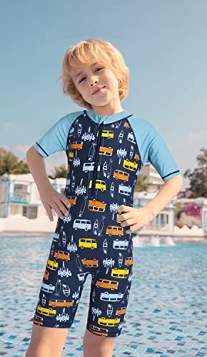 Tfjh e Boys בגדי ים חליפות שומר פריחה פעוט בגדי ים 50+ UV Sun Sun מגן על רוכסן מקשה אחת