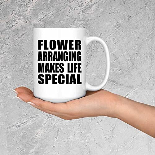 עיצוב סידור פרחים הופך את החיים למיוחדים, ספל קפה לבן 15 עוז קרמיקה כוס תה כלי שתייה עם ידית, מתנות